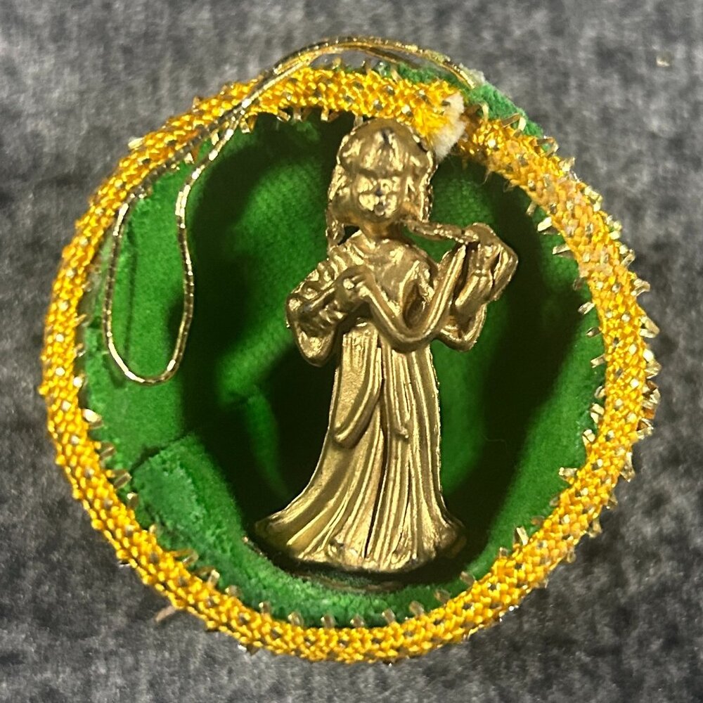 Vtg Jewel‎ Brite Angel Diorama Christmas Foam Ornament Gold Glitter